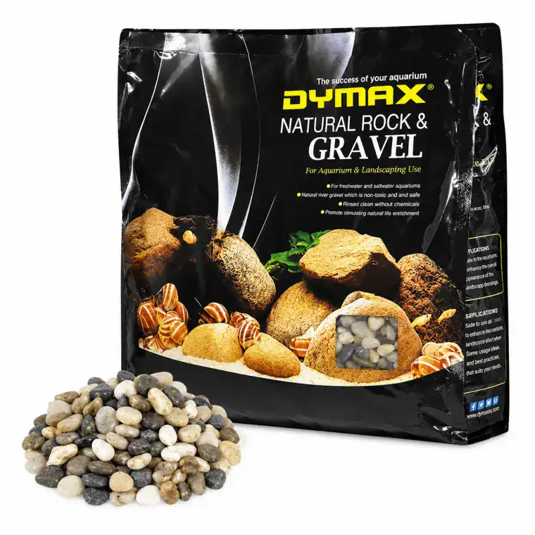 Dymax Five Coloured Yuhua Stone Small 4kg aquarium gravel for unique tank aesthetics and comfort.